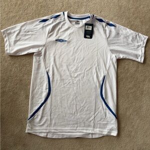 NWT Umbro Men's White Tee with Blue Accents